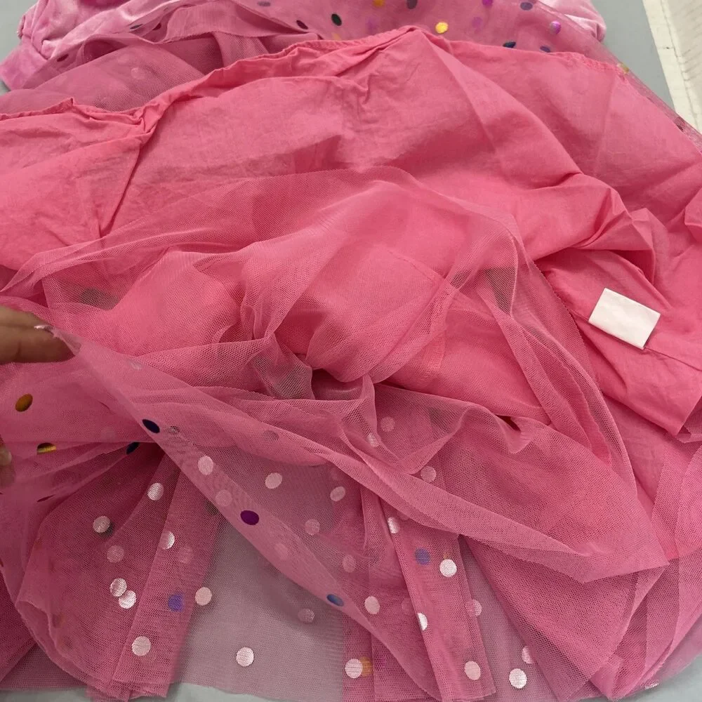 Ollie Jay Diana Puff Dress in Bubblegum Confetti Velvet Top Tulle Bottom Sz 3
